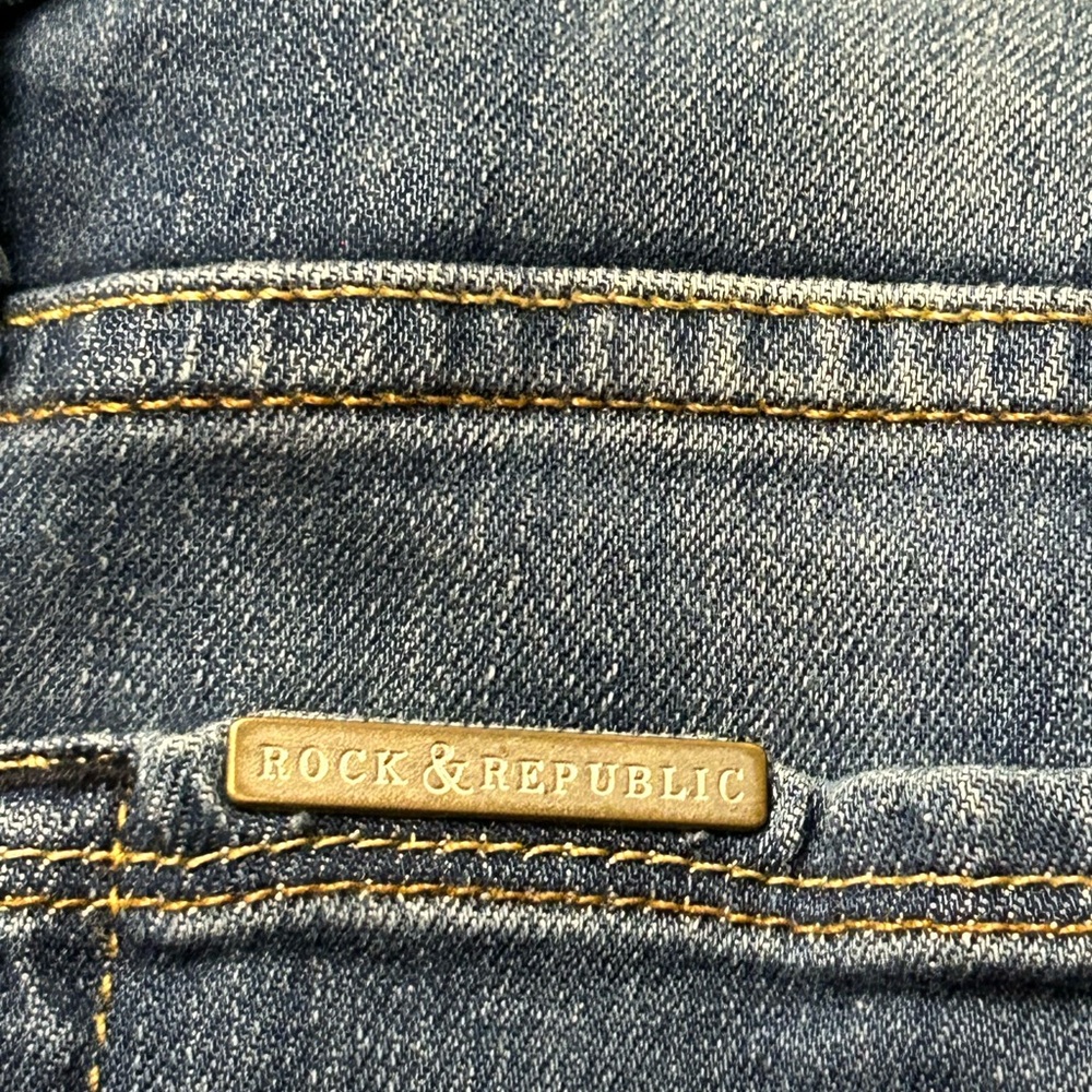 SOLD Rock & Republic Woman’s Blue Distressed Stretch Kasandra Bootcut Jeans - Picture 4 of 14